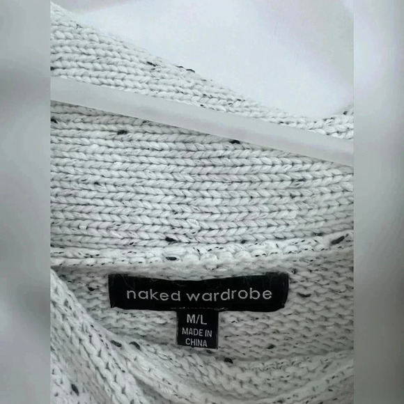 Naked Wardrobe Off Shoulder Knitted Grey Sweater Size M/L - Picture 3 of 3